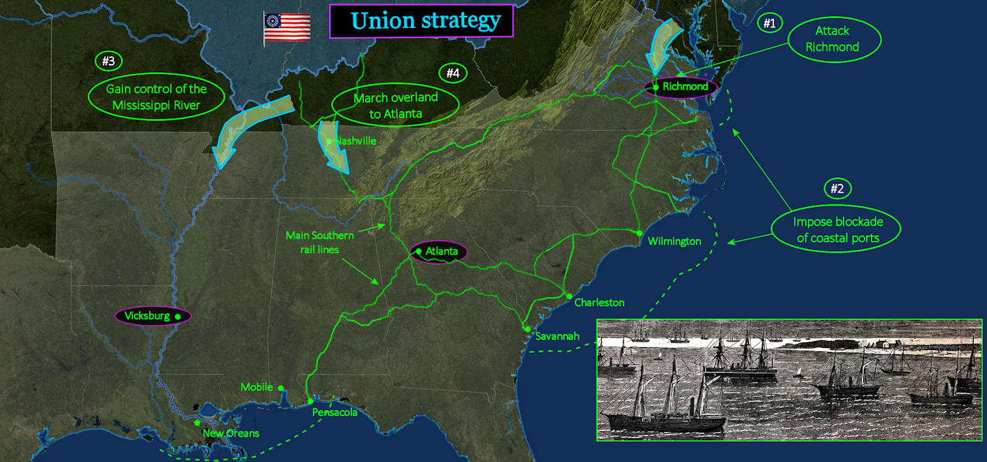 Union strategy, 1861 map